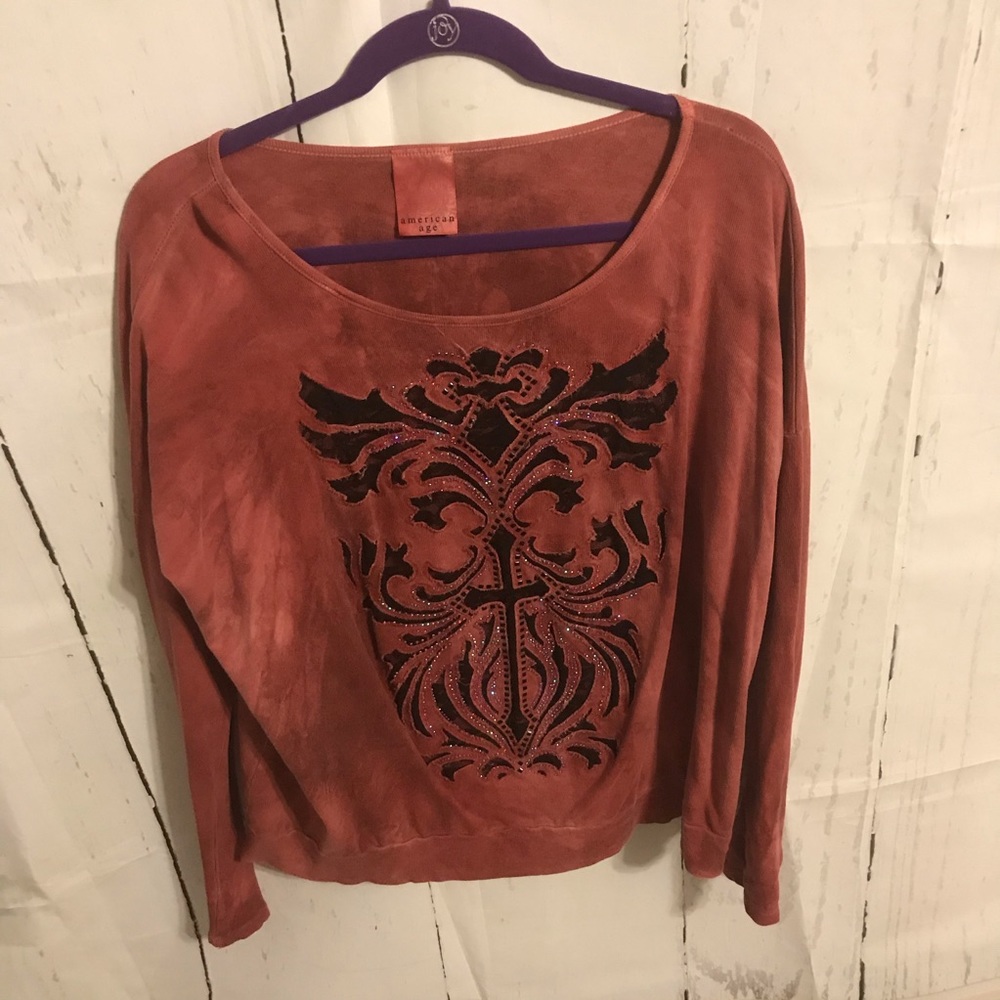 American Age Long Sleeve Top with Stones Large